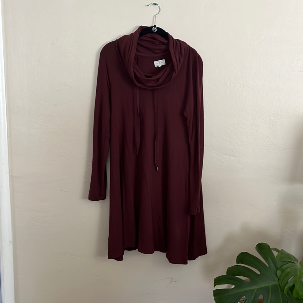 Lou and grey cowl neck plum comfy long sleeve warm dress
